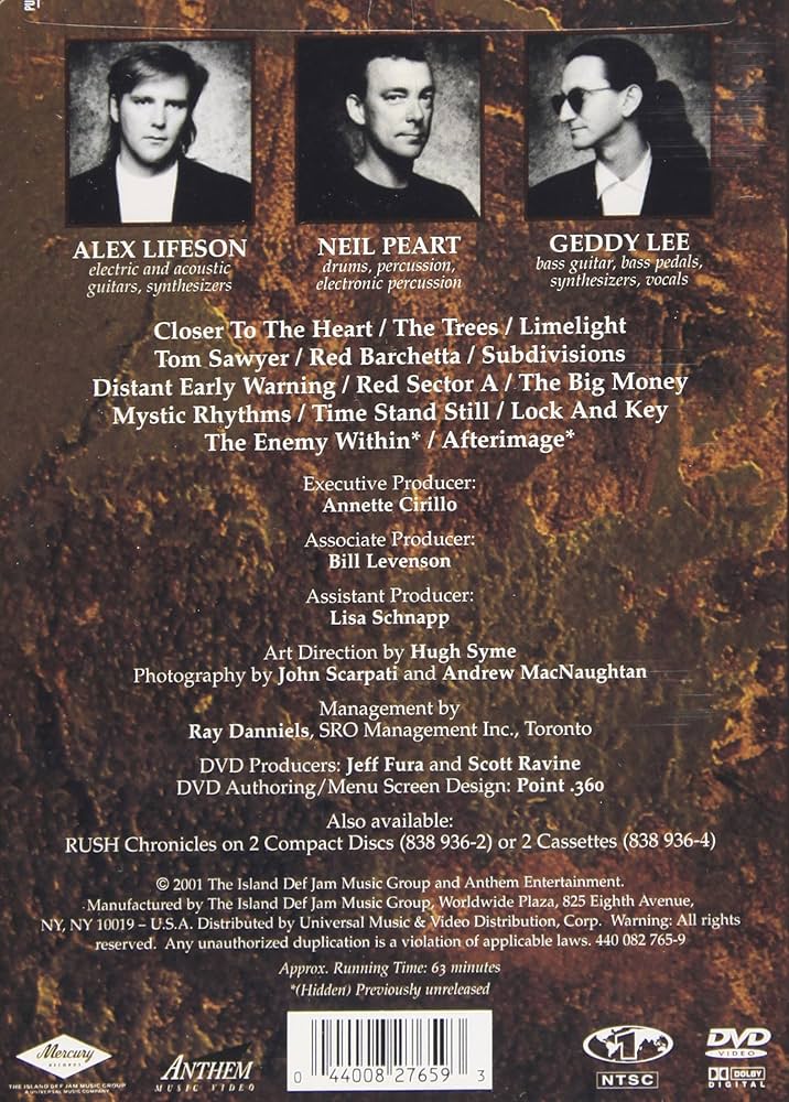 Amazon.com: Rush Chronicles - The DVD Collection : Rush: CDs & Vinyl